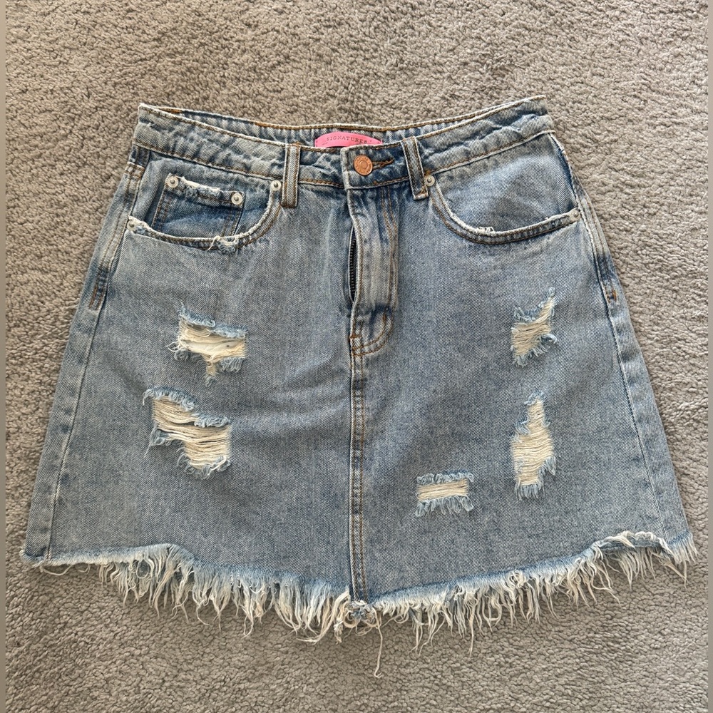 Blue A-Line Mini Skirt Casual